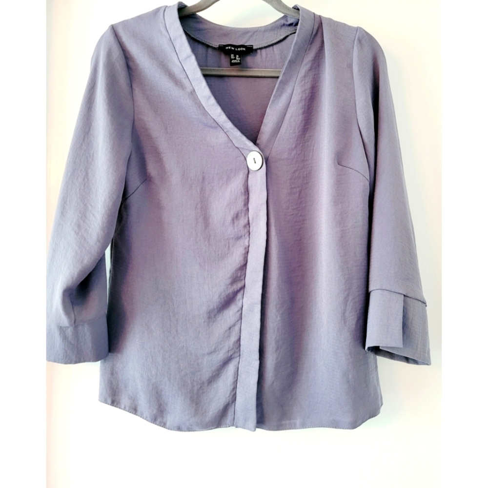 New look grey 3/4 sleeve blouse mediun